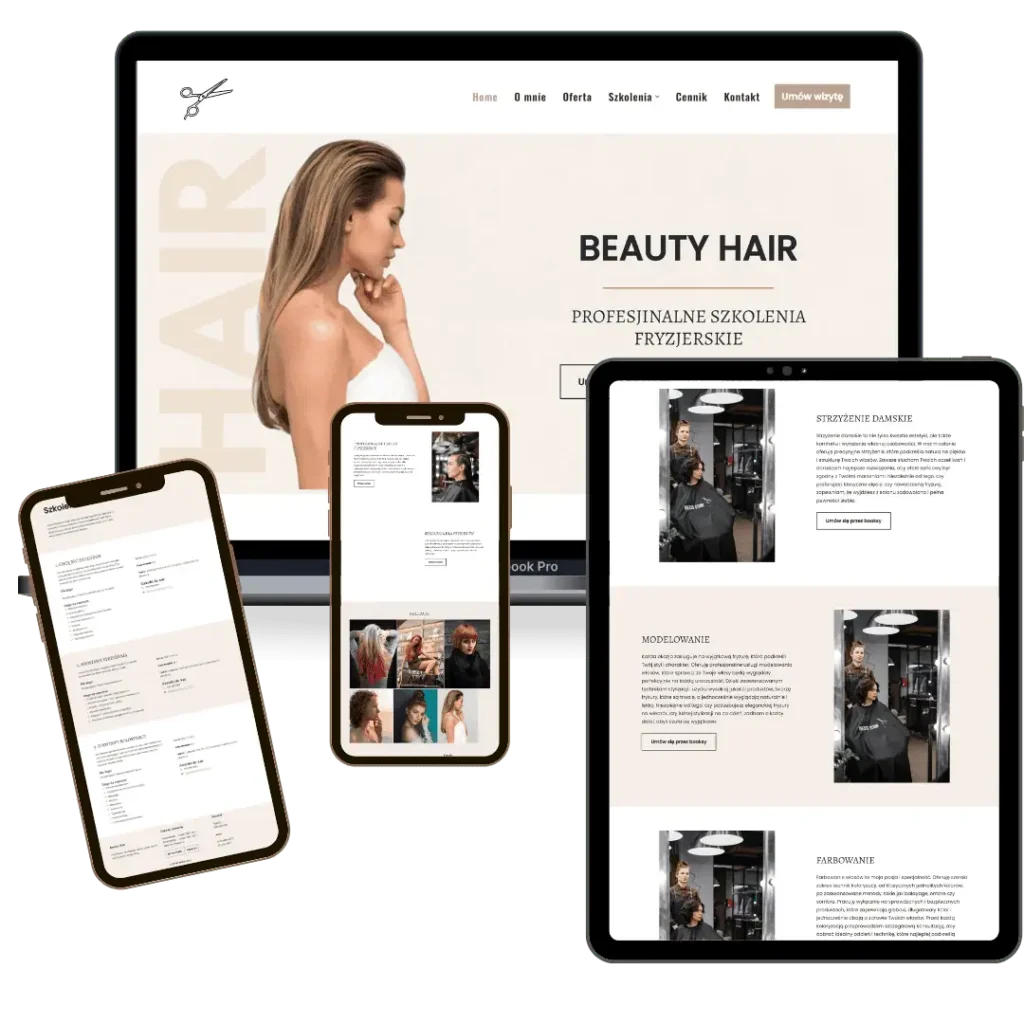 strona internetowa dla salonu fryzjerskiego WordPress